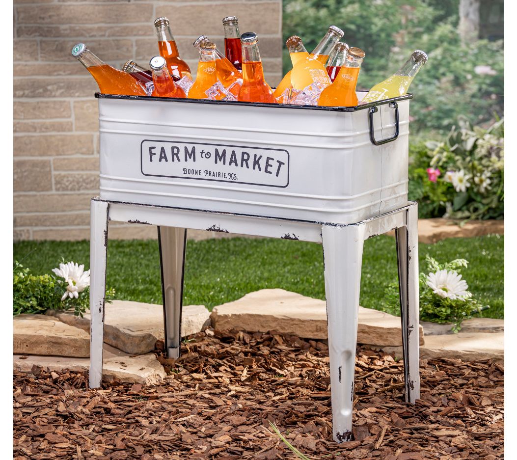 22 Inch Antique White Metal Planter by Gerson International