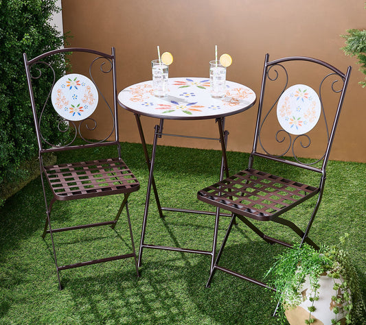 Temp-tations Outdoors 3-Piece Mosaic Bistro Table & Chairs Set