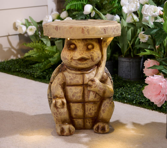 Jennings Solar Garden Character Wood Effect Accent Table