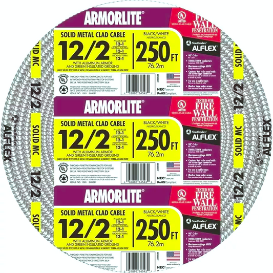 Southwire Armorlite 250-ft 12/2 Solid Aluminum MC (Metal Clad) Cable 68580055